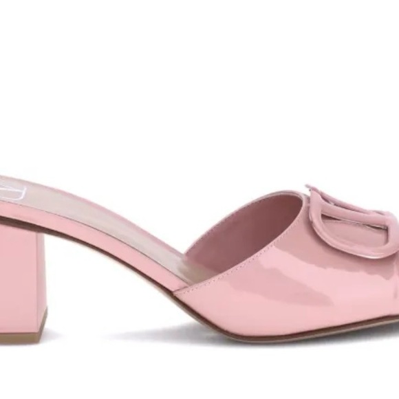 Valentino NIB vlogo 60mm block heel Blush Pink Patent Leather Mules - Picture 3 of 3